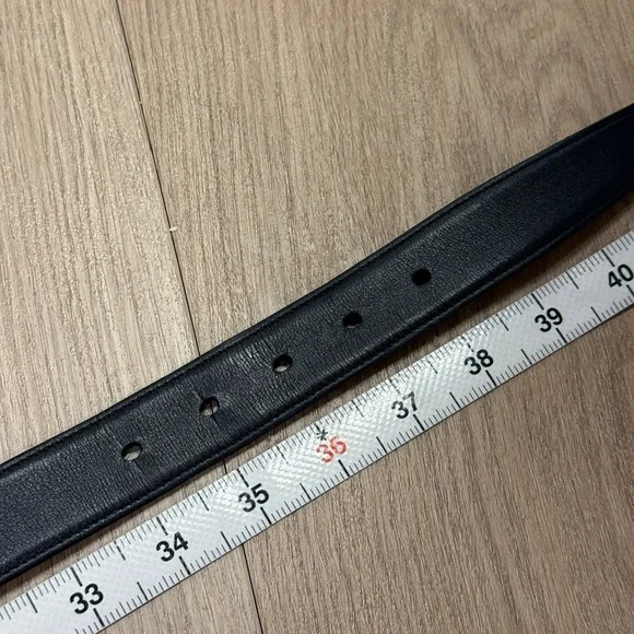 Saint Laurent Black Leather Belt with Silver YSL Accent - Picture 5 of 5